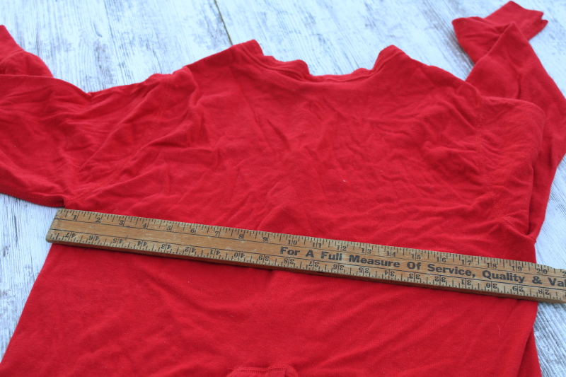 photo of old fashioned vintage red cotton union suit, winter long underwear work clothes or Santa style! #8